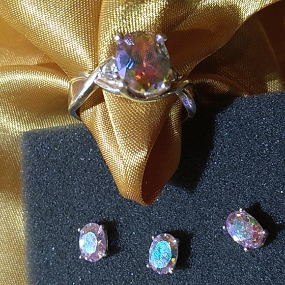 Mystic Pink SS 925 Ring & Earring set - Picture 3 of 4